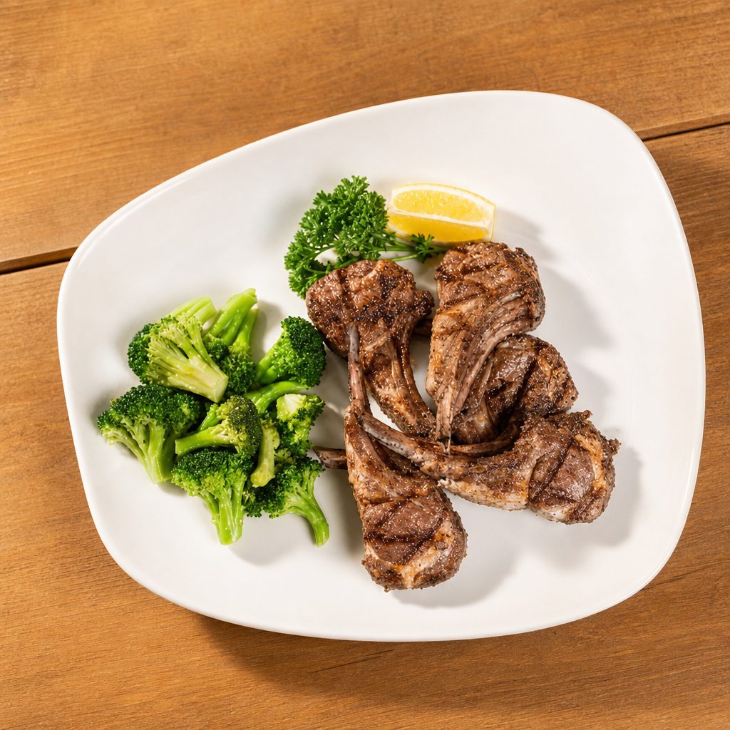 3 Lamb Chops & 6 Oz Cc.